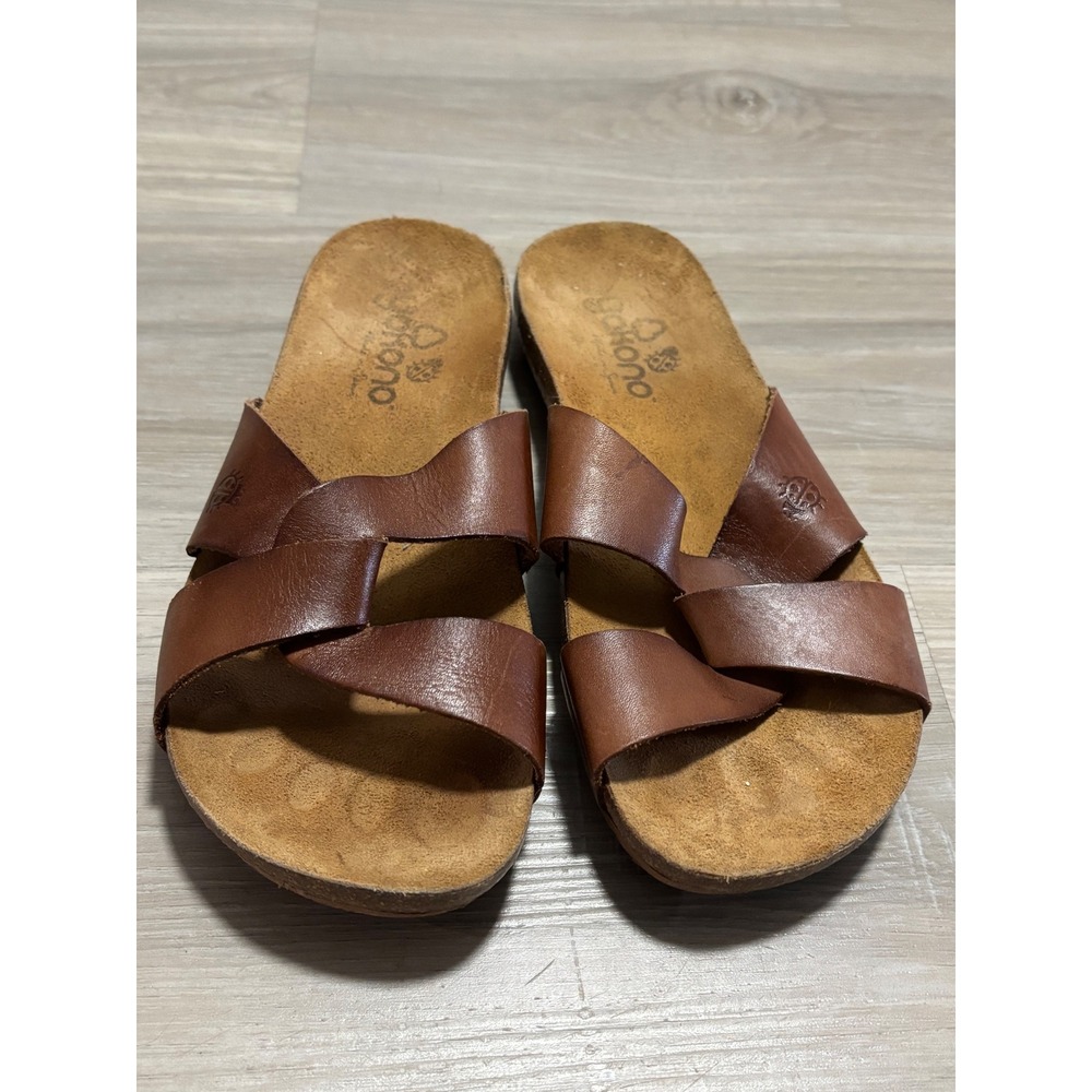 Yokono Vaquetilla Brown Leather Slide Sandals Made in Spain Womens 8